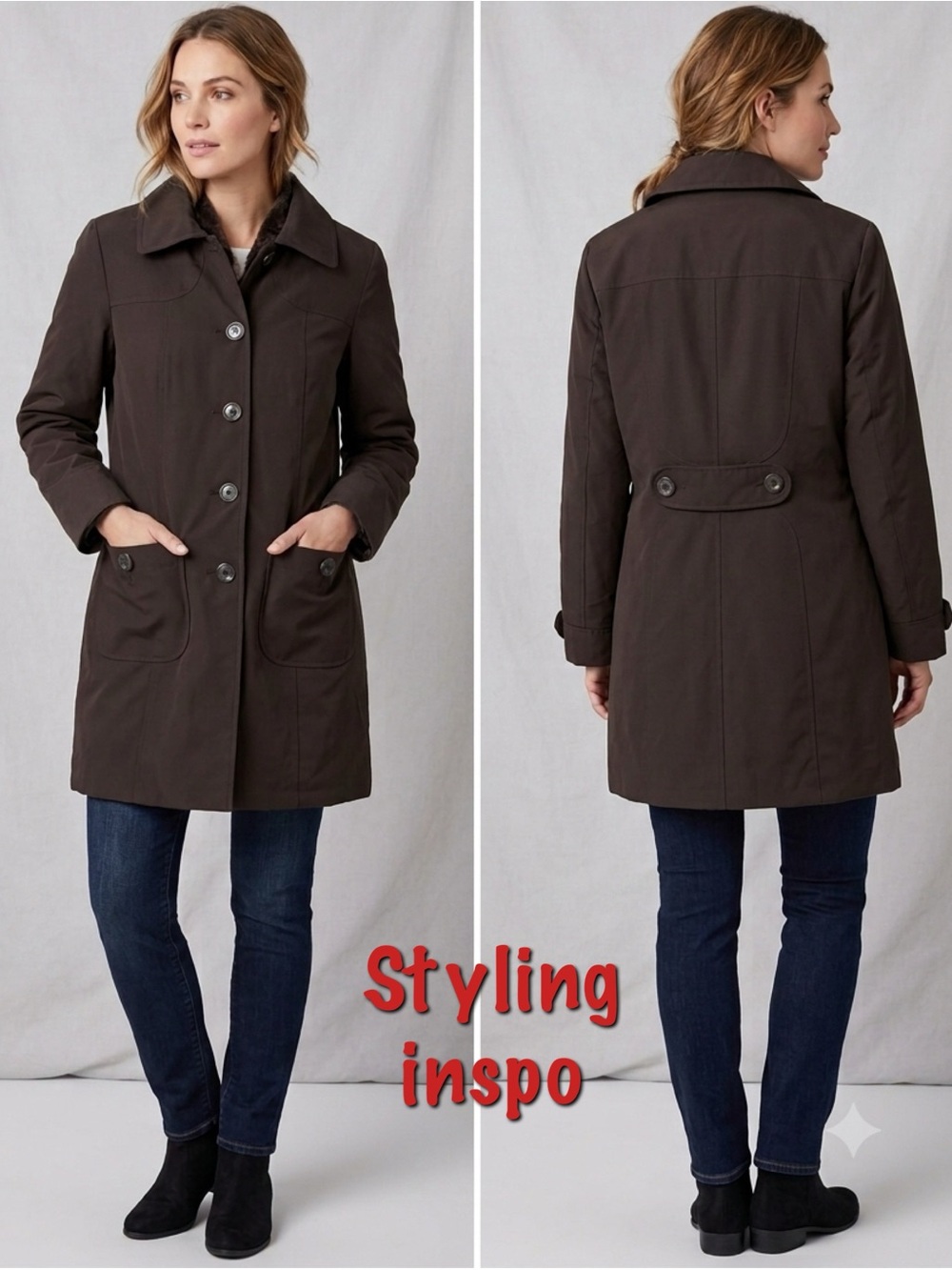 Croft & Barrow Button Front Mid Length Car Coat